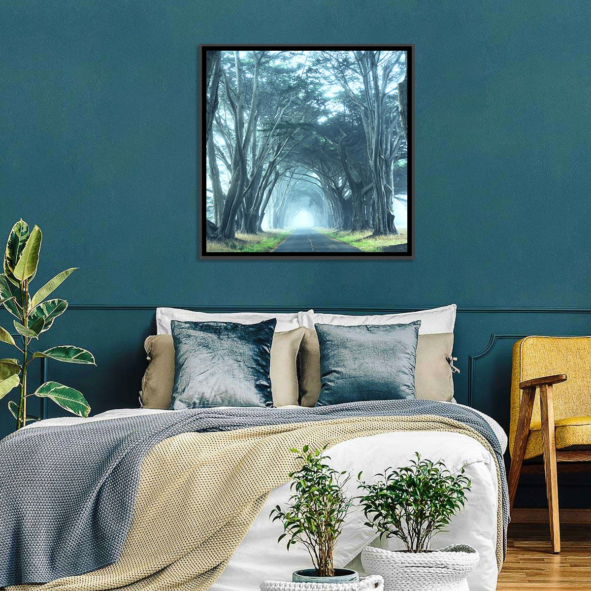 Foggy Cypress Tree Tunnel Wall Art