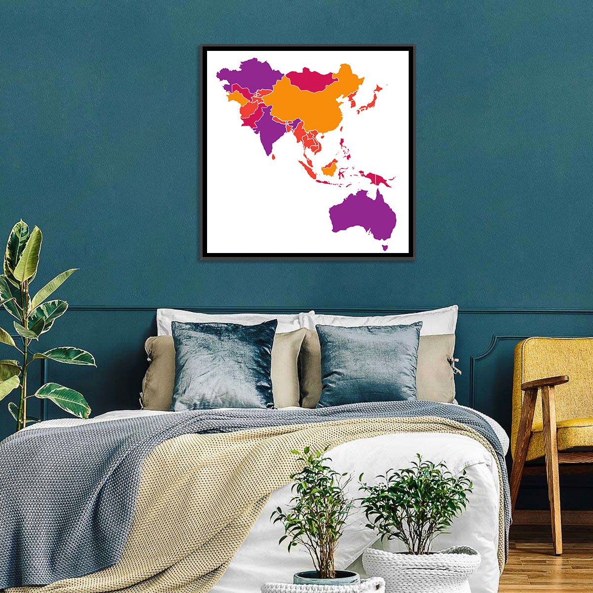 Stylized Asia Pacific Map Wall Art