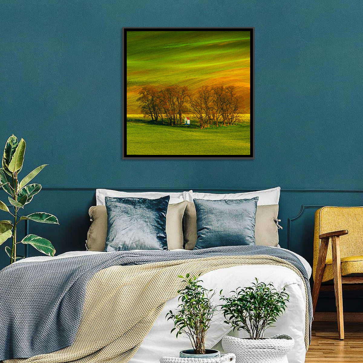 Moravian Wheat Fields with Chapel Wall Art