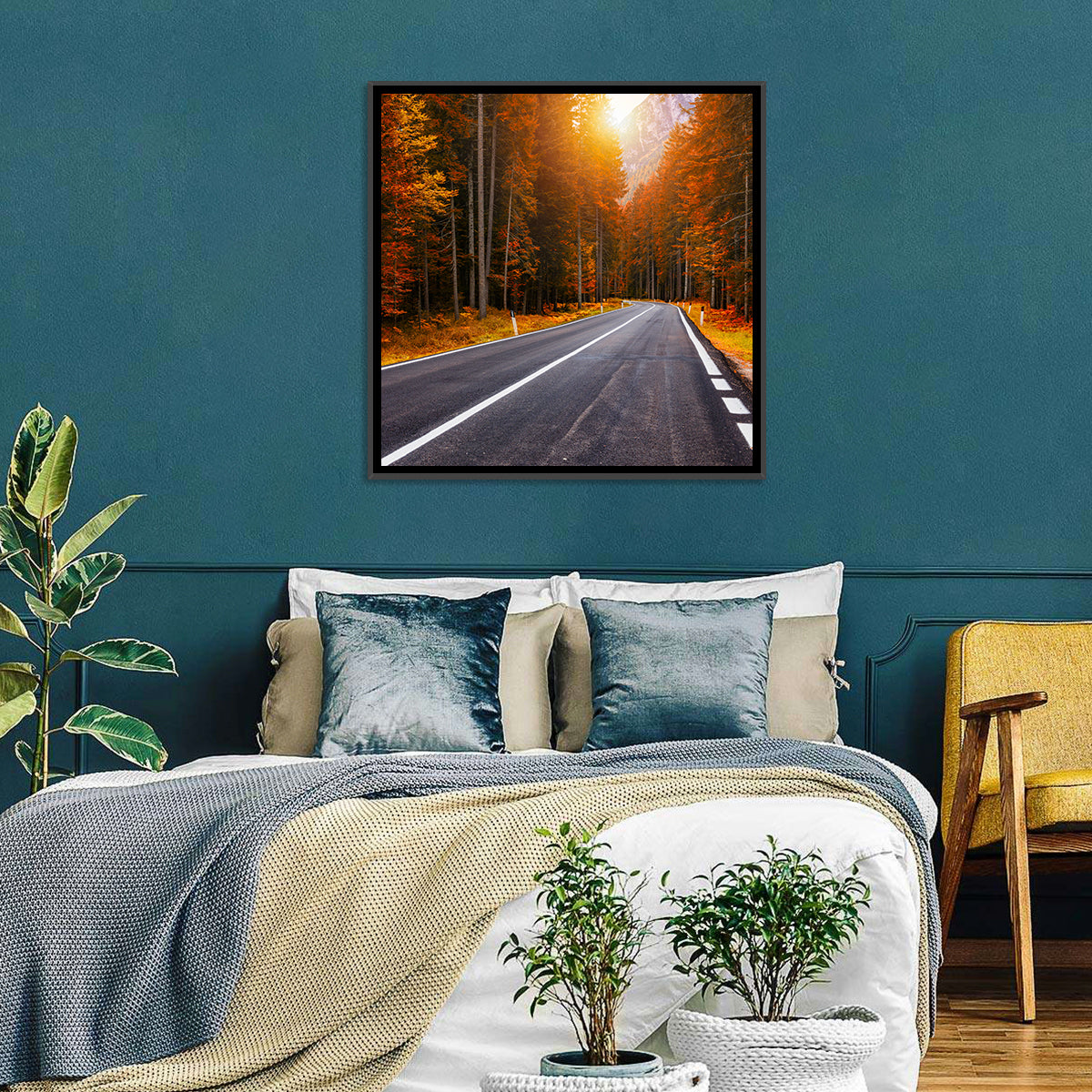 Golden Hour Forest Road Wall Art