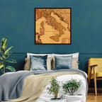 Antique Map of Italy with Ornate Cartouche Wall Art