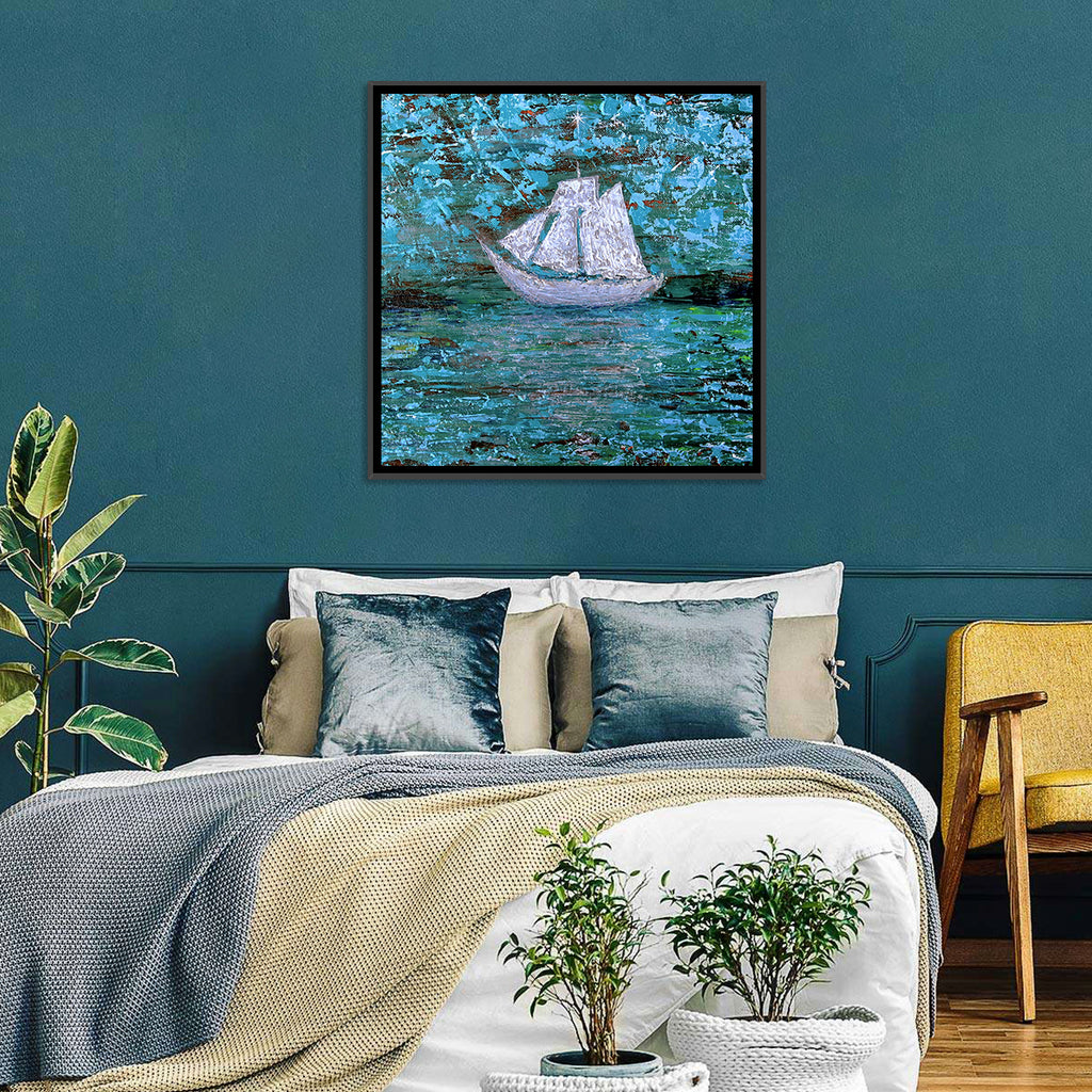 White Sailboat Reflection Wall Art
