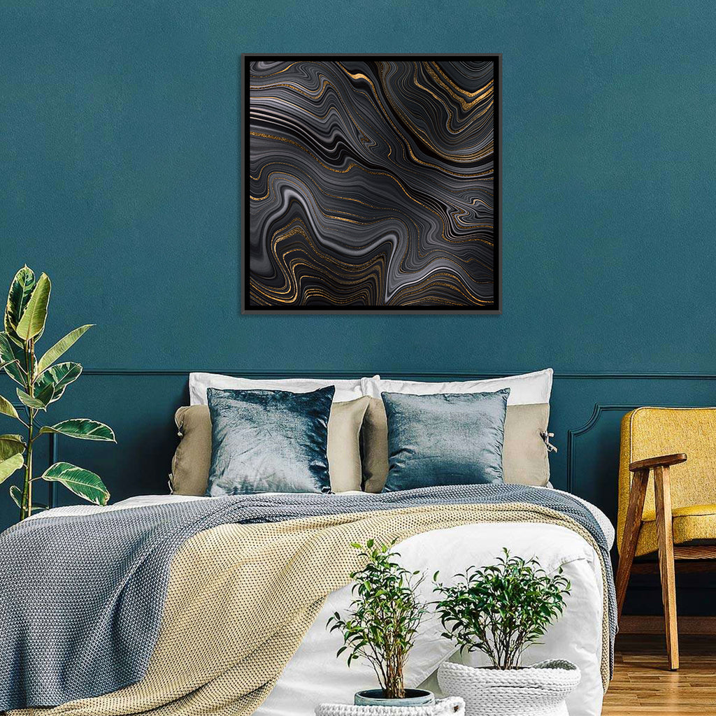 Black Marble with Gold Veins Wall Art