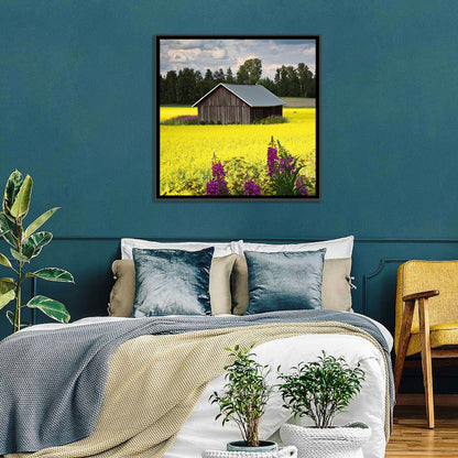 Finnish Barn in Yellow Field Wall Art