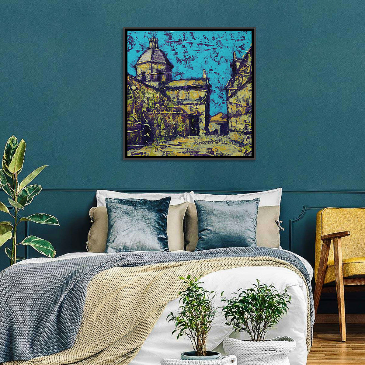 Las Agustinas Alleyway Abstraction Wall Art in a room, square