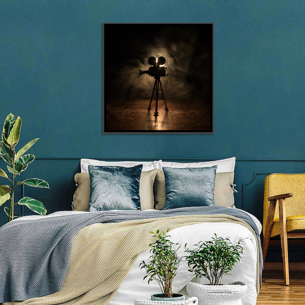 Backlit Vintage Movie Camera Wall Art