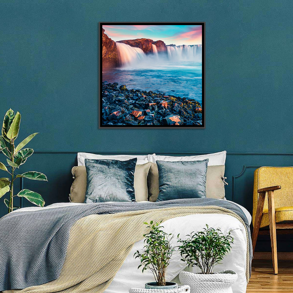 Goðafoss Waterfall at Sunset Wall Art