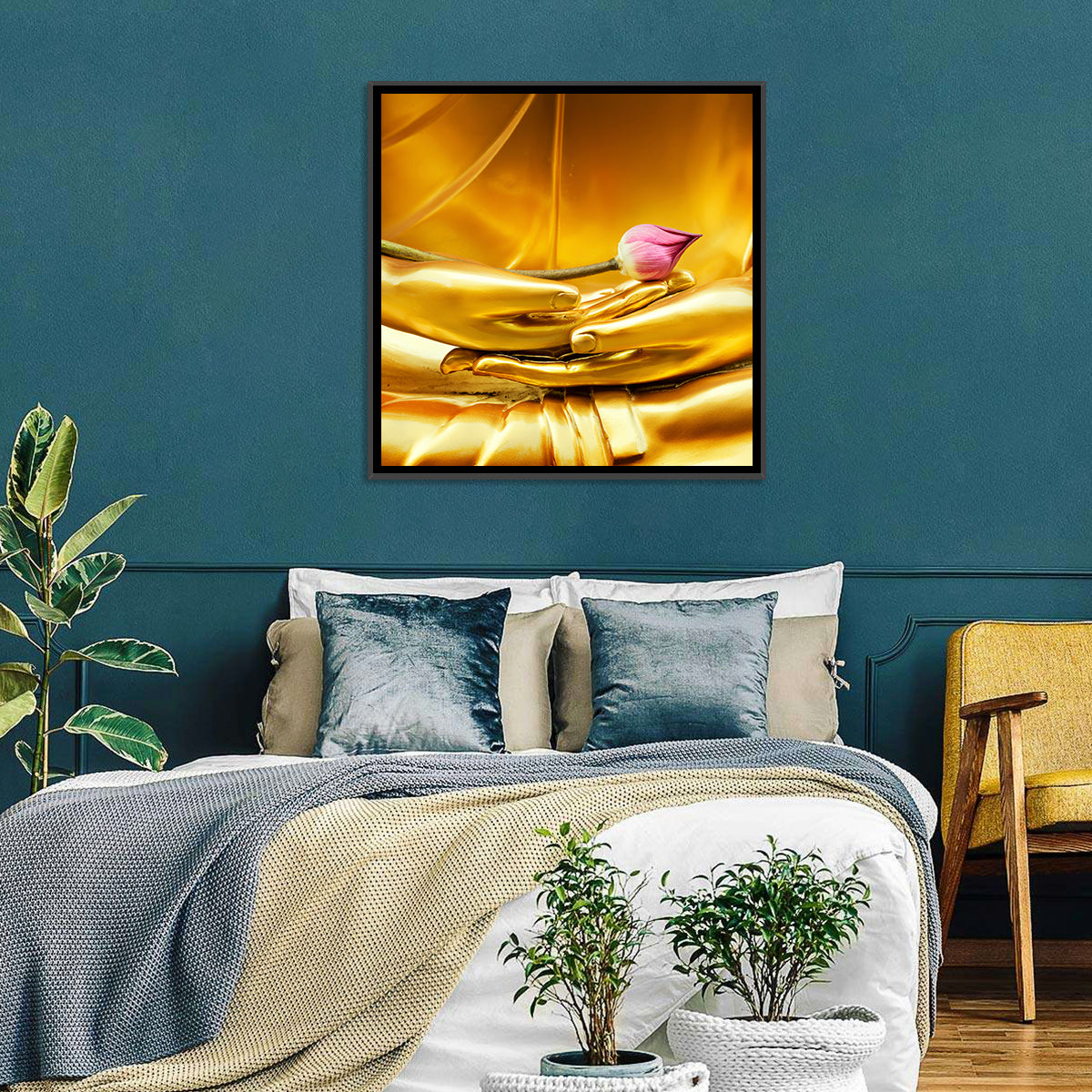 Buddha Hands with Lotus Wall Art