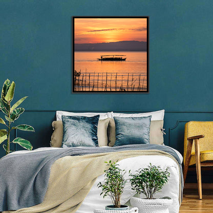 Albufera Sunrise Boat Silhouette Wall Art