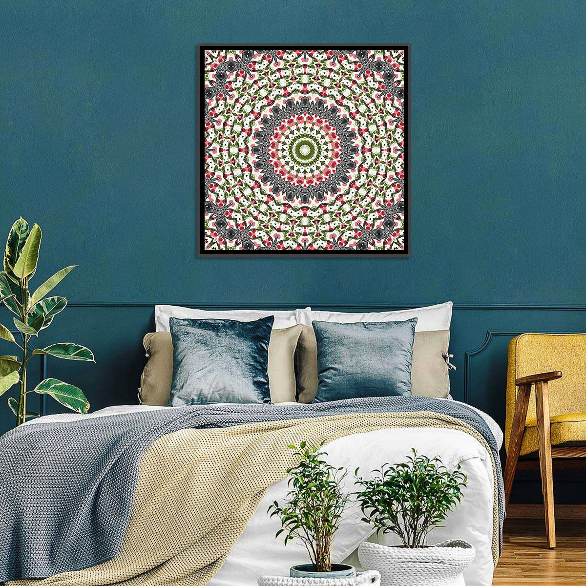Cherry Mosaic Mandala Wall Art