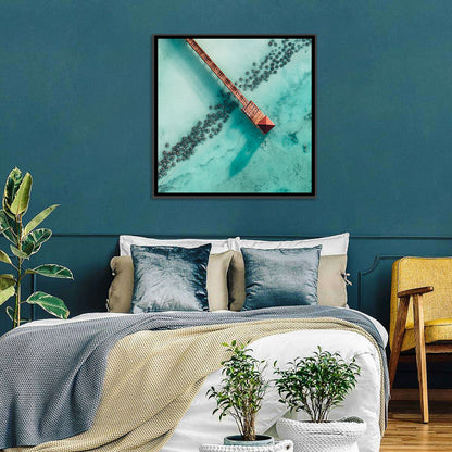 Aerial Red Pier Over Turquoise Water Wall Art