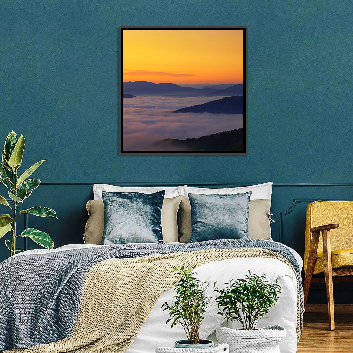 Cloud Sea Over Mountains at Golden Dawn Wall Art