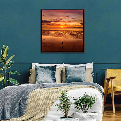 Solitary Figure on Sunset Shore Wall Art
