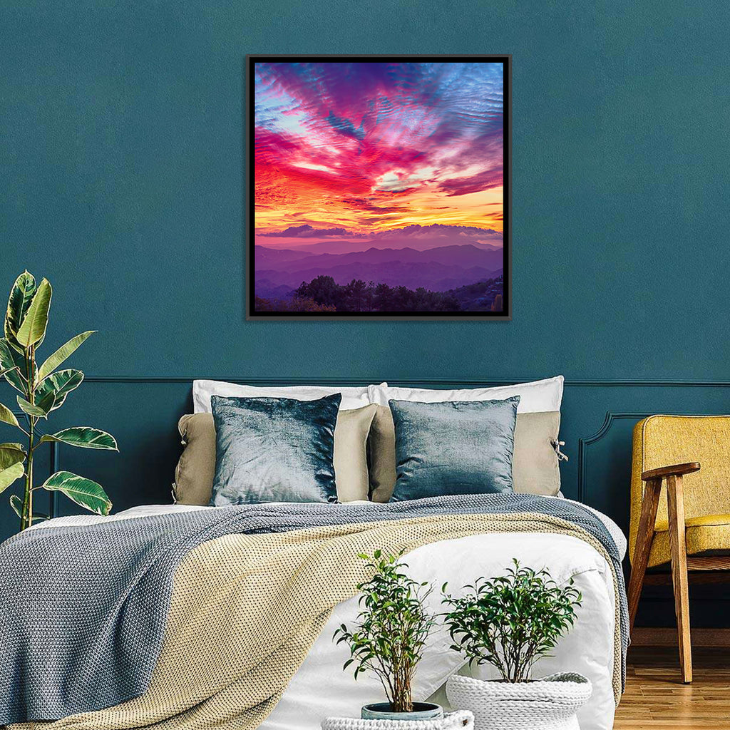 Golden Dusk Cloud Mountains Wall Art