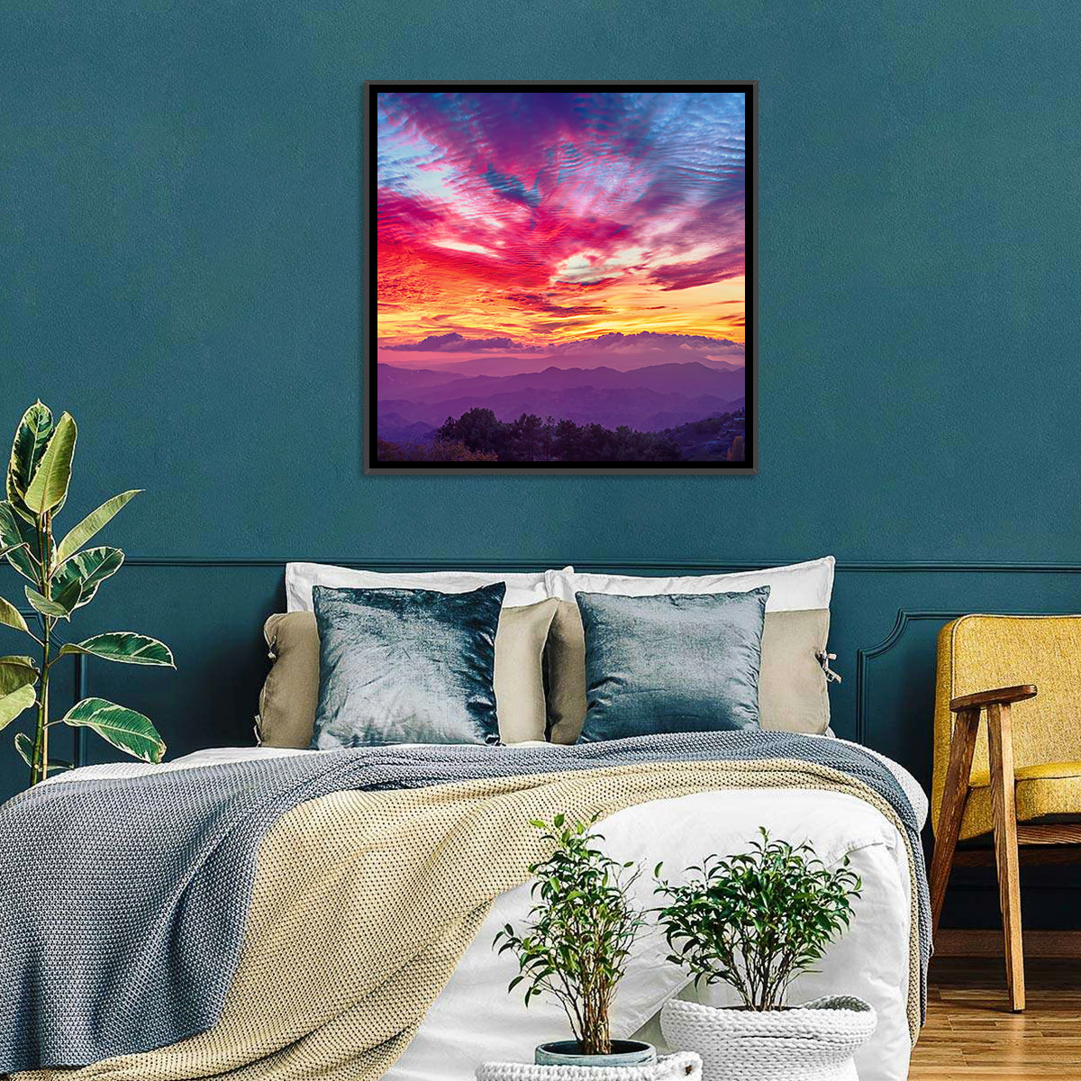 Golden Dusk Cloud Mountains Wall Art