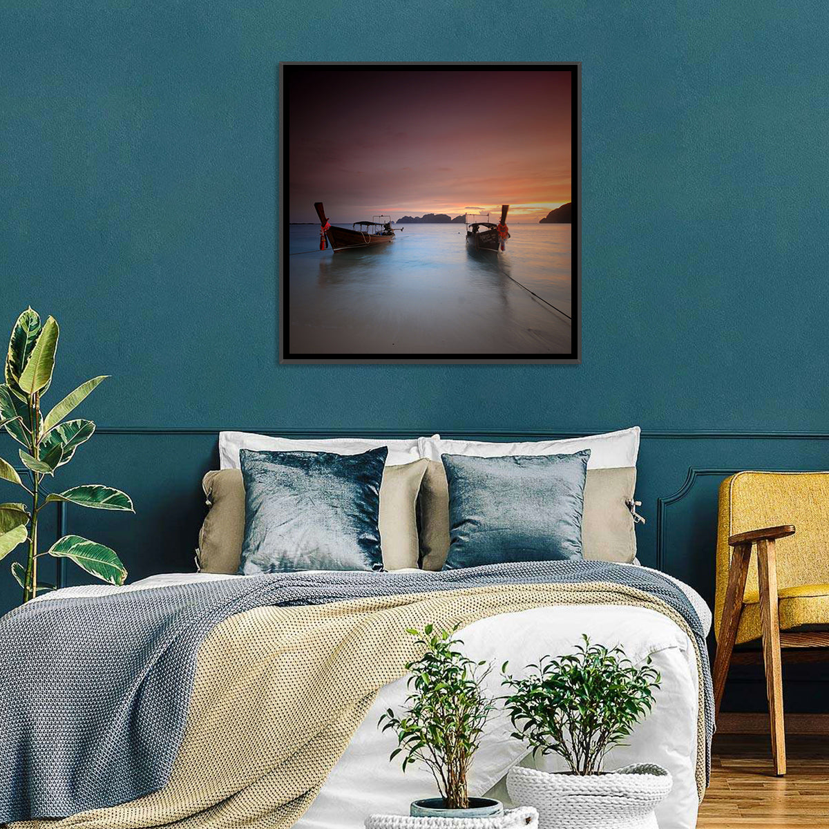 Phi Phi Longtail Boats at Golden Hour Wall Art
