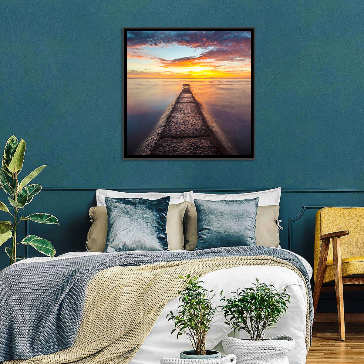 Stone Pier to Glowing Horizon Wall Art