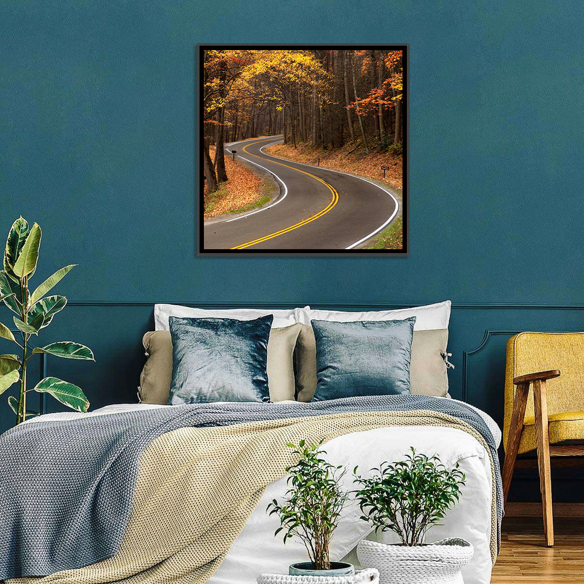 S-curve Road Through Autumn Forest Wall Art