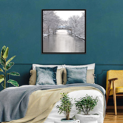 Yahara River Winter Stone Bridge Wall Art