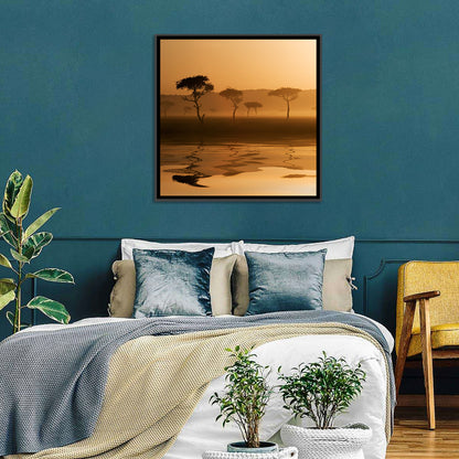 Savanna Sunset Acacia Silhouettes Wall Art