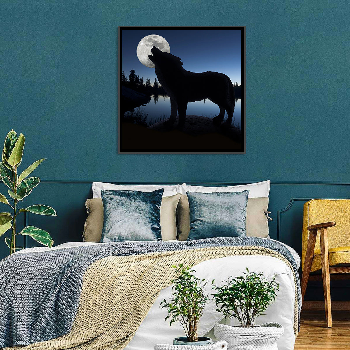 Howling Wolf at Full Moon Wall Art
