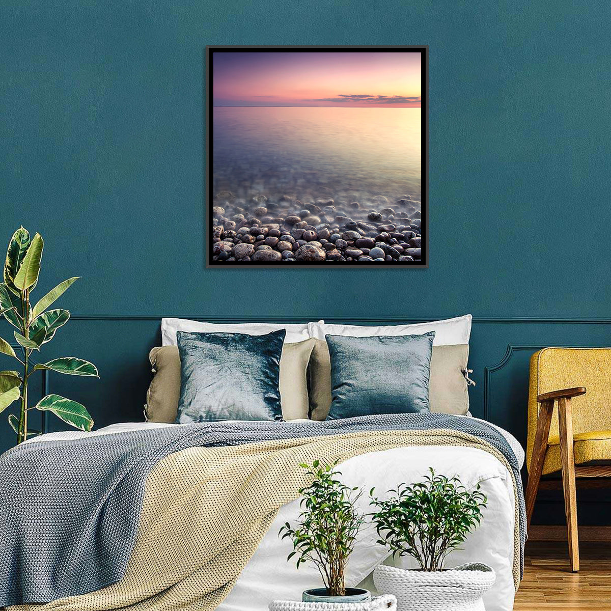 Pebbled Shore Sunset Wall Art