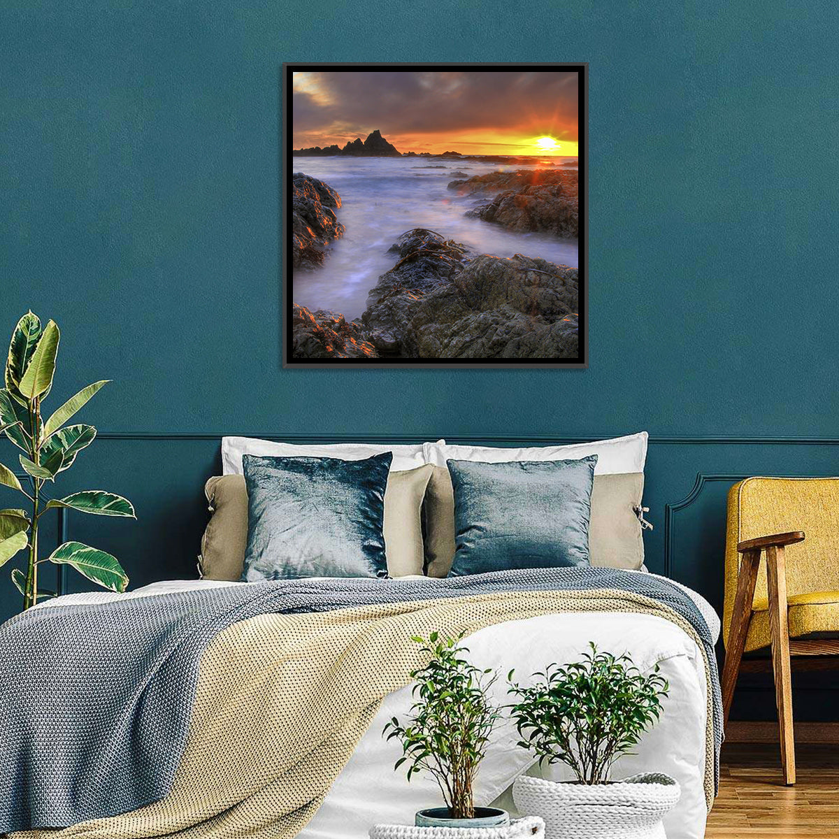 Tramore Rocky Coast Sunset Wall Art