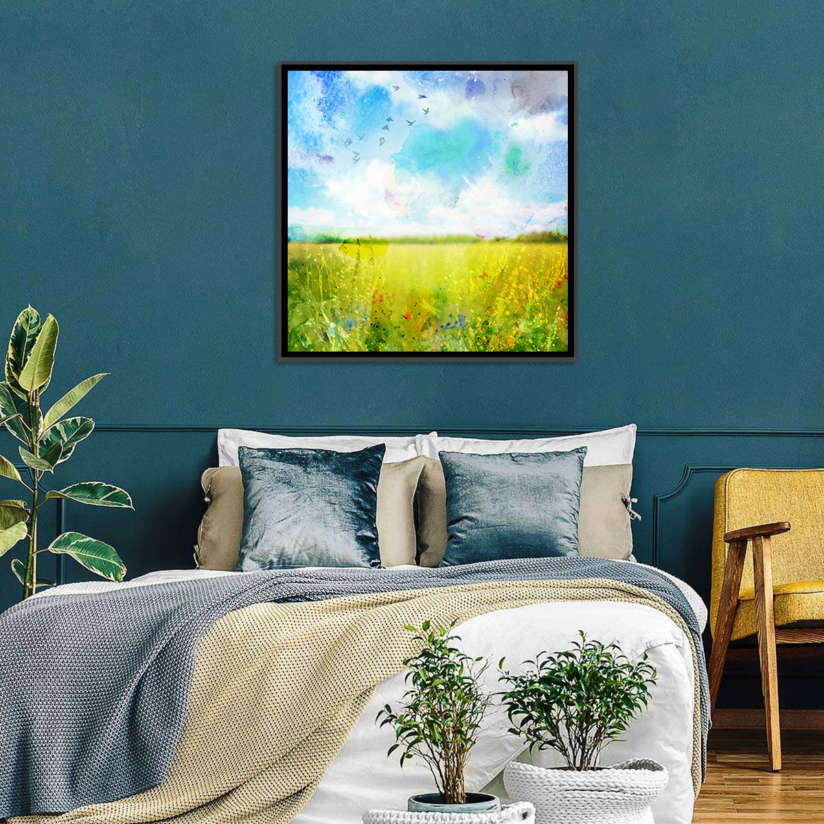 Watercolor Floral Field Wall Art