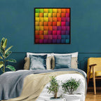Vibrant Gradient Squares Grid Wall Art