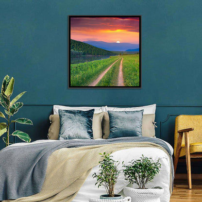 Sunset Path to Mountain Lake Wall Art