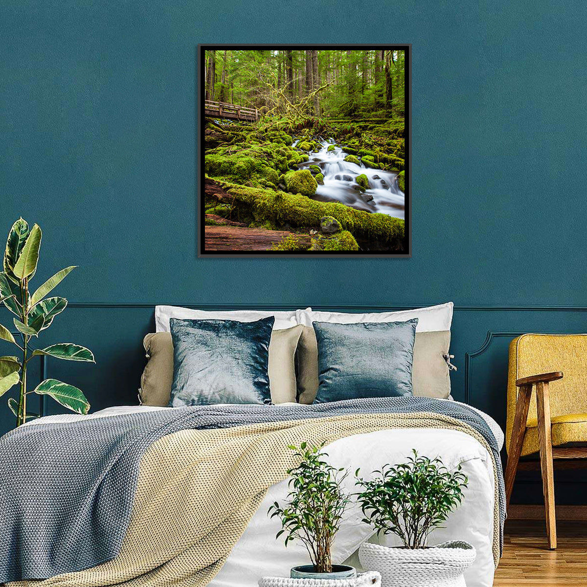 Mossy Cascade Forest Stream Wall Art
