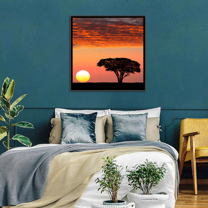 Serengeti Sunset Silhouette Wall Art
