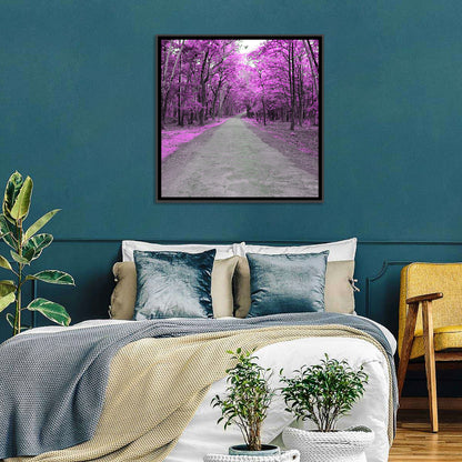 Magenta Autumn Forest Road Wall Art