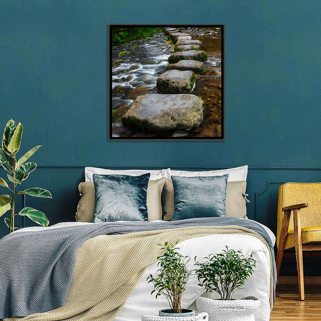 Mossy Stepping Stones Over Stream Wall Art