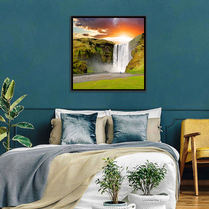 Skógafoss at Sunset Wall Art