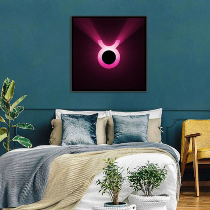 Glowing Pink Taurus Symbol Wall Art