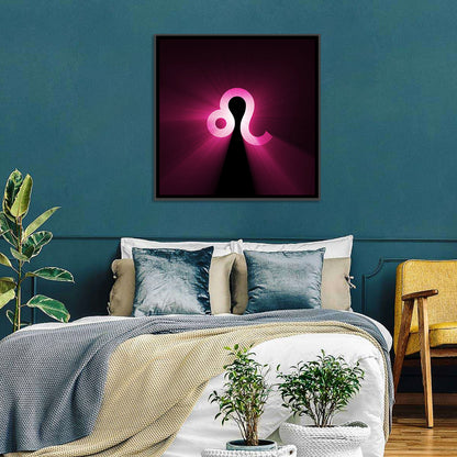 Glowing Magenta Leo Symbol Wall Art