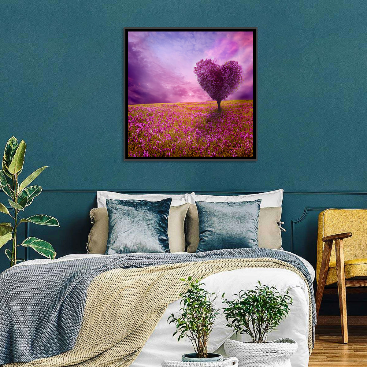 Heart-shaped Tree at Sunset Wall Art