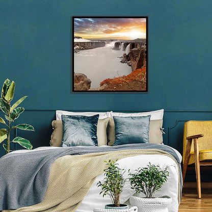 Selfoss Waterfall at Sunset Wall Art