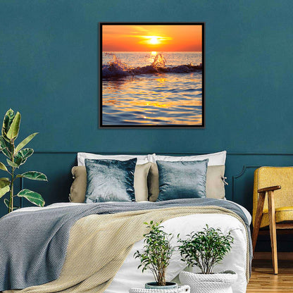 Lake Michigan Sunset Waves Wall Art