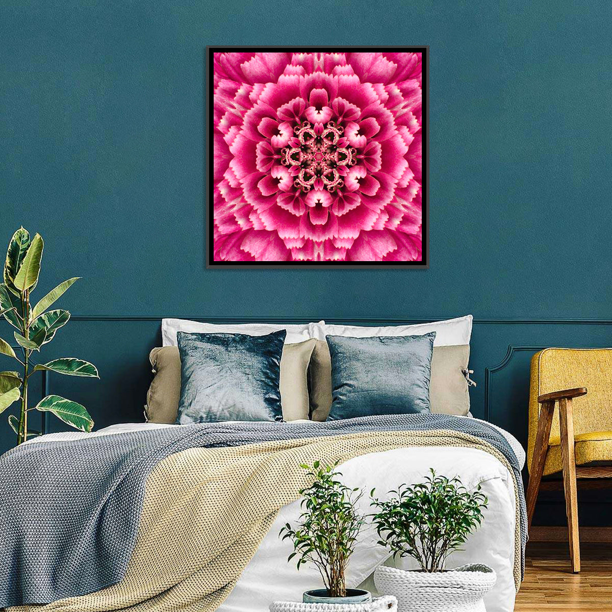 Kaleidoscopic Pink Chrysanthemum Mandala Wall Art