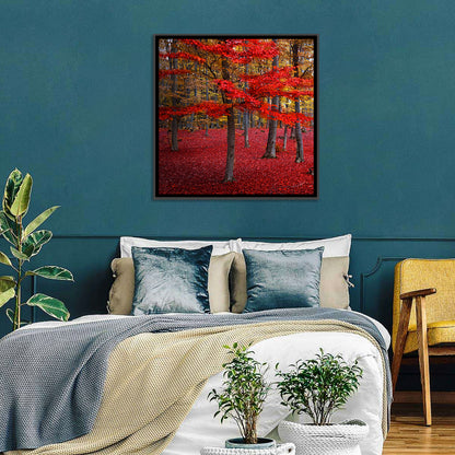 Crimson Autumn Forest Wall Art