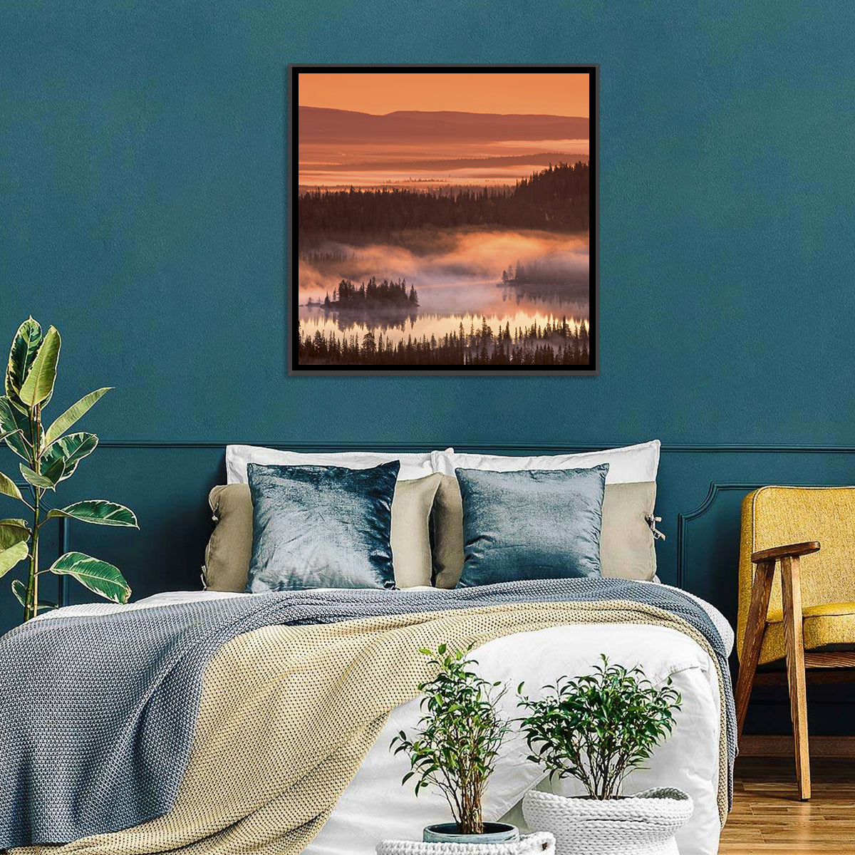 Lapland Sunrise Over Misty Lake Wall Art