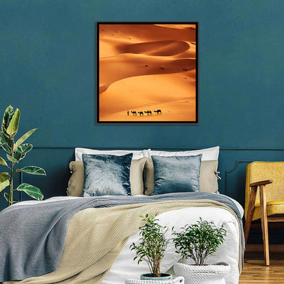 Desert Camel Caravan in Golden Dunes Wall Art