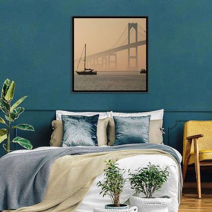 Newport Bridge in Golden Haze Wall Art