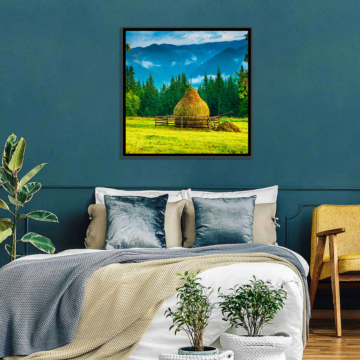 Haystack in Mountain Meadow Wall Art