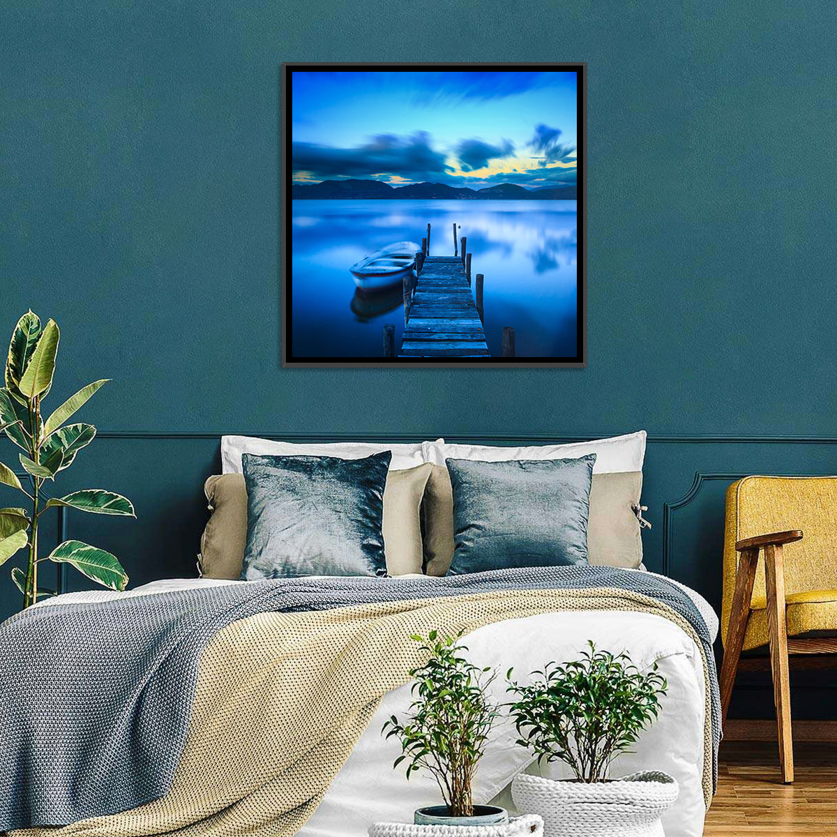 Boat and Wooden Pier Wall Art
