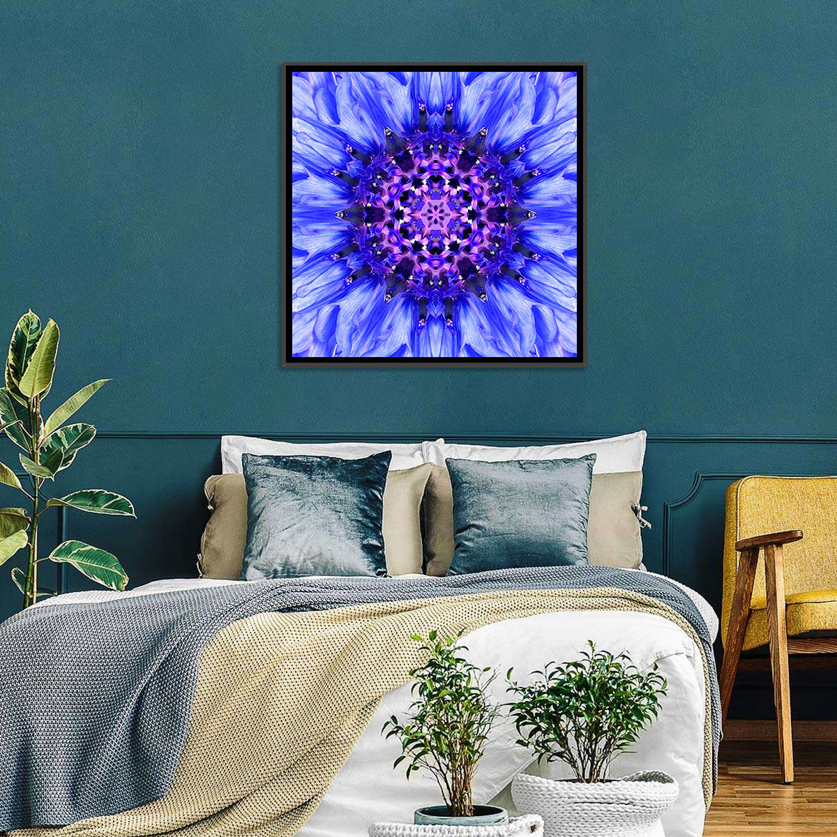 Kaleidoscopic Cornflower Mandala Wall Art