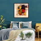 Bold Color Block Abstract with Black Circle Wall Art