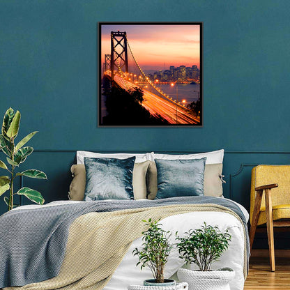 Bay Bridge Light Trails at Sunset Wall Art